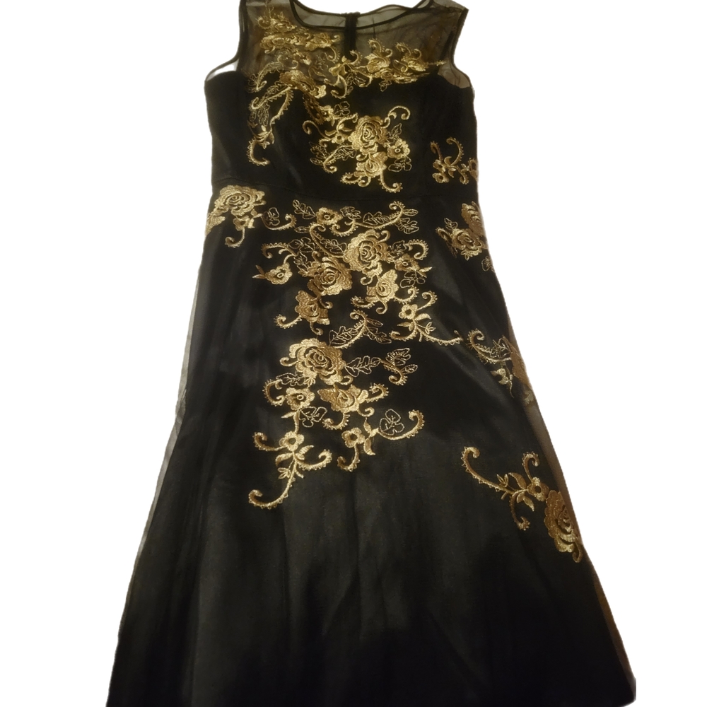 Elegant Black and Gold Embroidered Dress